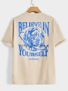 Men's T-Shirts Believe In Yourself Universe Funny Graphic Men Tshirts Cotton Casual Short Sleeve Fashion Breathable Loose Oversized T-Shirt H240408