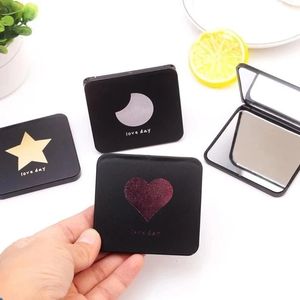 TSHOU560 MINI SQUARE Makeup Mirror Portable Hand Doubleided Vanity Foldbar Compact 240408