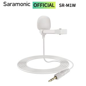 Microfones Saramônico SRM1W Microfone Lavalier de condensador TRS TRS para câmera de microfone sem fio DSLR Streaming Microfone de lapela do YouTube