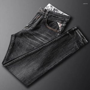 Jeans masculino Designer de moda Men retro preto cinza trecho slim fit rasgado de alta qualidade vintage calça jeans casual hombre