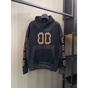 Klassisk lös designer hoodie balencigs mode hoodies hoody mens tröjor högkvalitativa arbetsvaror 2023 Autumn New B Family Double B Tryckt ware lpy1