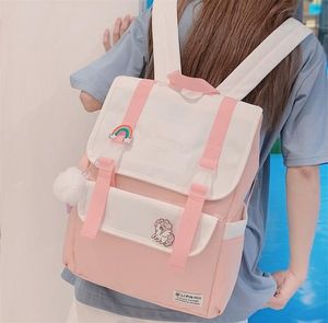 Women Oxford Cute Backpack Badge Student Woman College School Torby HARAJUU Buckle Girl Plecak Kawaii Book Bag Ladies Fashion 21983044