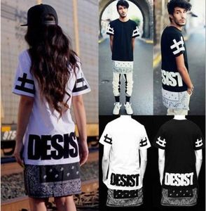 Unisex T -Shirts Hip Hop Tee Neue Cease Desist Paisley Bandana Print Graphic Side Reißverschluss erweitert T -Shirt3196740