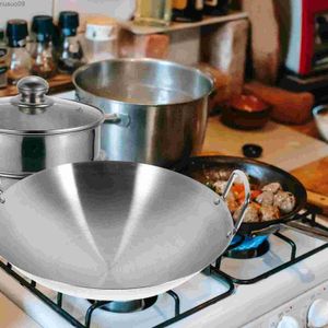 Pans Stainless steel Wok double handle Wok circular bottom Wok traditional Guangzhou style frying panL2403