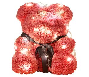 40 cm Romantic Rose Bear Cub Forever Artificial Rose Anniversary Mors dag Alla hjärtans gåva med strängljus tappar med 2512700