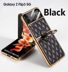 Rüstungsschaffell -Koffer für Samsung Galaxy Z Flip 3 Flip 4 Koffer 5G Halter PU Leder Ring Hartes Cover9832320