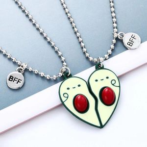 Anhänger Halskette BFF Halskette 2pcs/Set süße Avocado-Herz-Form-Freunde Paar Kette Freundschaftsgeschenke für Kinder Mädchen Frauen Frauen