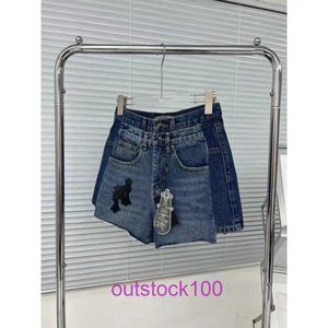 Luxury Jeans Shorts Designer feminine soft for sale South Oil stall quality double cross letter embroidered fake two pieces of contrasting Have Original Logo