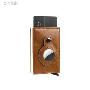 Money Clips Credit Card Holder Men Women RFID Metal Style Bank Cardholder Case Vintage Leather with Money Clips Anti-theft ID 240408