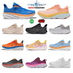 2024 Hot Pink Cloud Running Shoes Clifton 9 Bondi 8 One Free People Movement Tan Beige Orange Kawana Svart och vitt kol x x2 Tennisskor Herrens kvinnors sneakers Dhgate