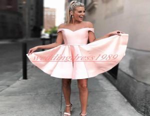 Elegance Off Shoulder Short Homecoming Dresses Satin ALine Juniors Cocktail Prom Dress Cheap Party Club Wear Knee Length Cheap A4182594