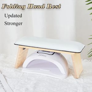 Rests Japenese Folding Log+PU Leather Nail Hand Rest Pillow Hand Pillow Holder Nail Art Stand Manicure Table for Nail Salon Arm Rests