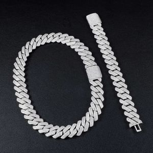 19mm hiphop smycken smycken mode guldpläterad diamant isad ut miami kubansk länkkedja armband halsband för män kvinnor