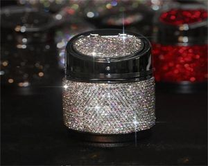 Inlay -Strass -Auto -Aschenbecher mit Abdeckung Bling Bling Cigarette Accessoires Metallzylinderform Eschenschale Rauchen tragbar 27YJ G23362101