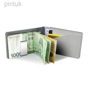 Money Clips Pu Thin Money Clip Bills Metal Cash Clamp Trendy Multi-Card Slot Card Holder Bifold Mens Dollar Storage 240408