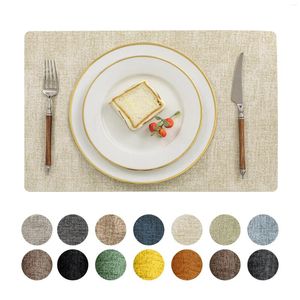Table Mats Set Of 8 Waterproof Reversible Faux Leather Placemats In Beige - Perfect For Kitchen And Dining Use