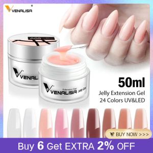 Gel 50ml Venalisa Soak off Thick Jelly Gel UV Construction Gel Builder Extend 24 Color Camouflage Milky White Nail Art Hard Nail Gel