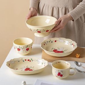 Ciotole giapponese cartone animato carino fumetto in ceramica per la colazione in ceramica tazza di riso per insalata tavolino