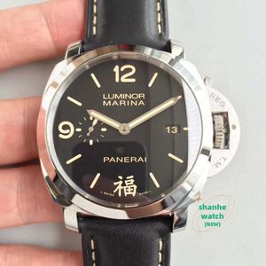 Neue Herren Luxus Mechanical Watch Factory V2 Marina 1950 3 Tage PAM498 FU SS Black Dial Swiss P9000