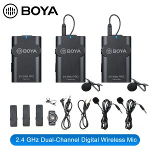 Mikrofony Boya Bywm4 Pro System bezprzewodowy Mikrofon kondensator Lavalier Lapel do kamery smartfon DV do vloggingu transmisji na żywo