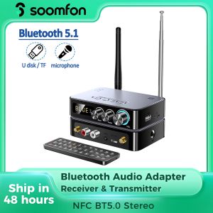 Adattatore Soomfon Bluetooth 5.1 Ricevitore audio Transmiter NFC Stereo Aux 3,5 mm Jack RCA Wireless Fmaudio Microfono adattatore per PC TV