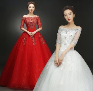 2018 Summer Po Po Dileves Boat Neck Dresses Dresses Cheap Red White Bride Ords Made Vestidos de Novia2721012