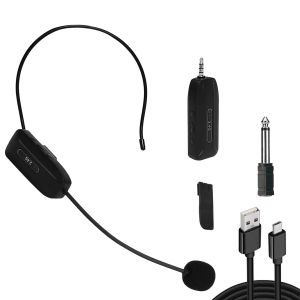 Mikrofoner 2.4G trådlöst mikrofonhuvudset 165ft intervall, 1/4''1/8 '' Plug, Lavalier Handheld Headset Mic 3 i 1 för förstärkare, högtalare
