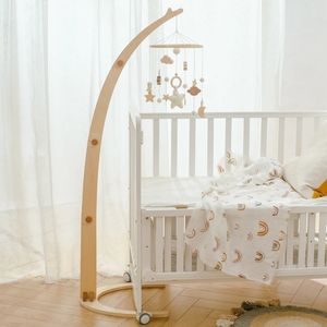 Baby Rattle Toy Wooden Bird Shape Bed Bell Bracket Mobile On The born Music Box Hanging Holder Crib Toys 240408