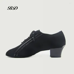 Dance Shoes Sneake Latin Ballroom MEN Shoe Modern JAZZ Slip-UP BLACK Oxford Cloth Square Heel 4.5 CM Adult AND BOY