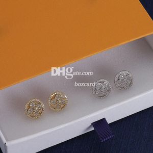 Shiny Rhinestone Earring Studs Retro Flower Earrings S925 Sterling Silver Charm Studs With Box