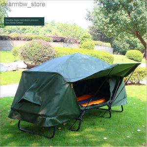 Tents and Shelters One Person Sleeping Off Ground Camping Tent Folding Cot Double Layer Military Grade Fabric L48