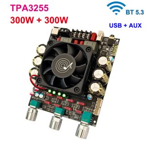 Amplifier 2*300W TPA3255 Bluetooth 5.3ステレオデジタルアンプボード高電力USB AUXサウンドカードオーディオアンプ
