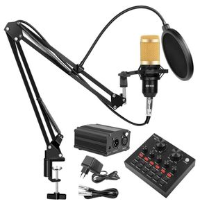 Профессиональный BM 800 Studio Condenser Microphone Kit Kit Microfone Караоке со звуковой картой с микрофоном для компьютера 215557562