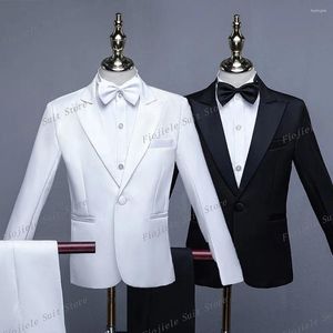 Men's Suits Black White Kid Formal Tuxedos Wedding Party Boy Toddler Children Special Ocasions 2 Piece Set Jacket Pants Bowtie