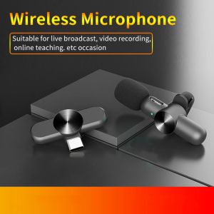 Microphones Lavalier trådlös mikrofon med laddningsboxbrusreducering bärbar mini lapel mic för iPhone/Android Live -sändning ny