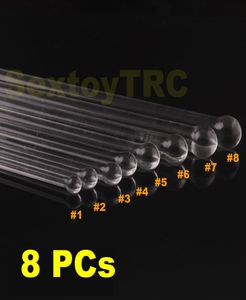 Kristallglas Pyrex -Katheter -Sounds Urethral Enlarger Enhancer Dilator Penis -Stecker klingende Geräte Sexspielzeug kleine große 8pcs compl6086119