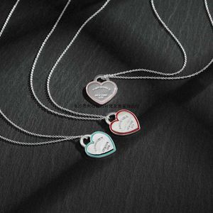 Designer Brand High version Tiffays 925 silver heart-shaped enamel necklace fashion love pendant collarbone chain gift