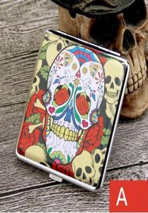 Men039s creative skull print cortex metal cigarette case 20 flip1031459