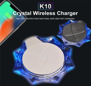 K10 Crystal Wireless Charge Pad 5W bezprzewodowa ładowarka QI dla Samsung na iPhone Huawei P30 Pro 4949517
