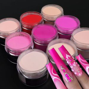 Vätskor 9 flaskor/set rosa gradient akrylpulver nagelkonstdekoration 3D snidad pulver professionell nagelpigment dammpaket