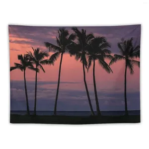 Tapestries Pink And Purple Palm Tree Sunset Print Tapestry Tapete For The Wall House Decoration Room Decor Korean Style