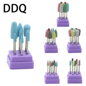 Bits ddq 7pcs/conjunto de silício de borracha broca de unhas de moagem de moagem para manicure pedicure moedor rotativo cuticle ferramenta acessório de arte de unhas