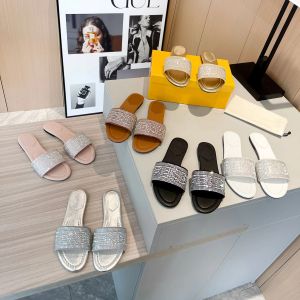 Luxury Sandals Limited av Marc Silver Leather Designer Women Slippers Baguette Rhinestone Embroidery Sheepskin Sandal Slipper Made in Italy