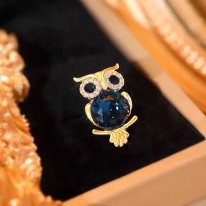 New cartoon owl mini brooch electroplated micro inlaid zircon collar pin anti slip buckle clothing accessories