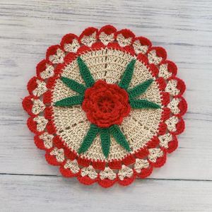 Настольные коврики хлопковая площадка для коврика Crochet El Coffee Plactemat Glass Pad Рождественская свадебная чашка для кружки чайная кухня Dooly Kitchen