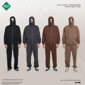 Artie Men's Wear | 2023 Autumn/Winter Nowy produkt Mased Dark Pluszowy pluszowy zestaw Zestaw Zapip Sweter z kapturem dla mężczyzn