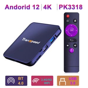 Kutu Transpeed Android 12 TV Kutusu 3D Çift WiFi PK3318 BT4.0 OTA LAN HD 4K 32G 64G Sesli Asistan Set Üst Kutusu