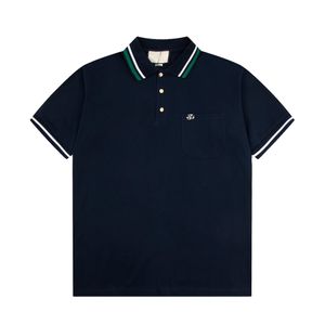 Erkekler Polo Gömlek Tasarımcısı Tişört Yeni Traend Erkeklerin yaka nakış düz renk şerit yaka yaz lüks konfor nefes alabilir t shirt asya boyutu