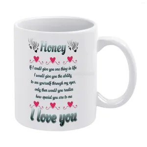 Canecas do Dia dos Namorados Day-Honey I Love You White Caneca 11oz de Cerâmica Copo Coffee Afrie Gift Day Day Valentine ele