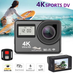 Câmeras 4K SLATE DUAL SPORTS DV WIFI 170D CONTROLO REMOTO REMOTO ABORAÇÃO Sports Sports Pro Cam HD Camera de Câmera de Capace